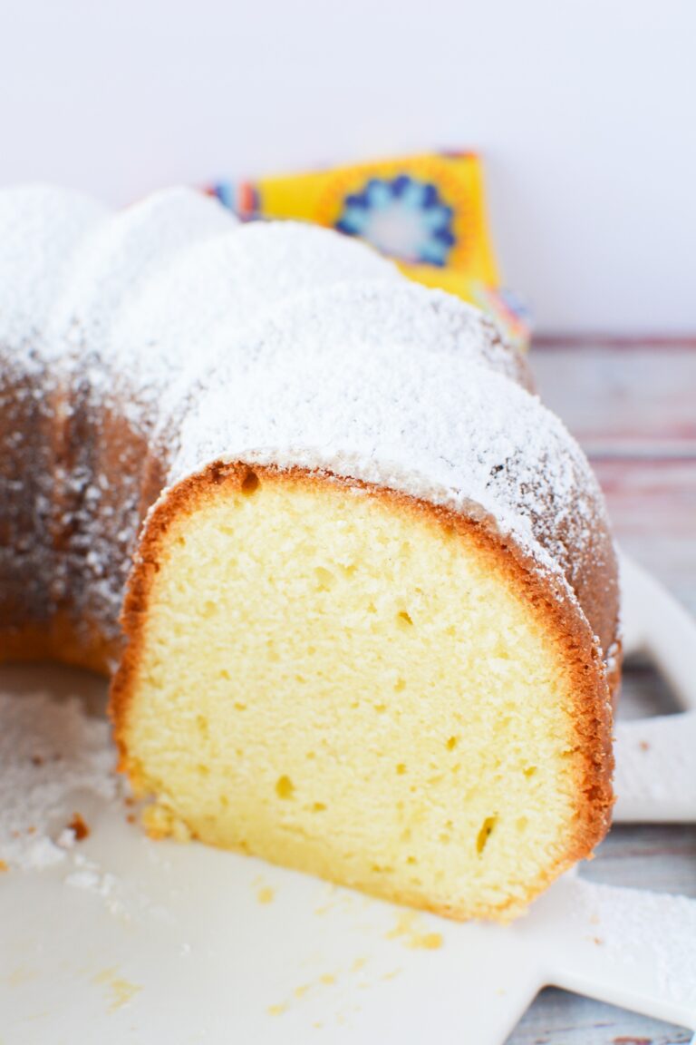 sour cream cake on a white plate