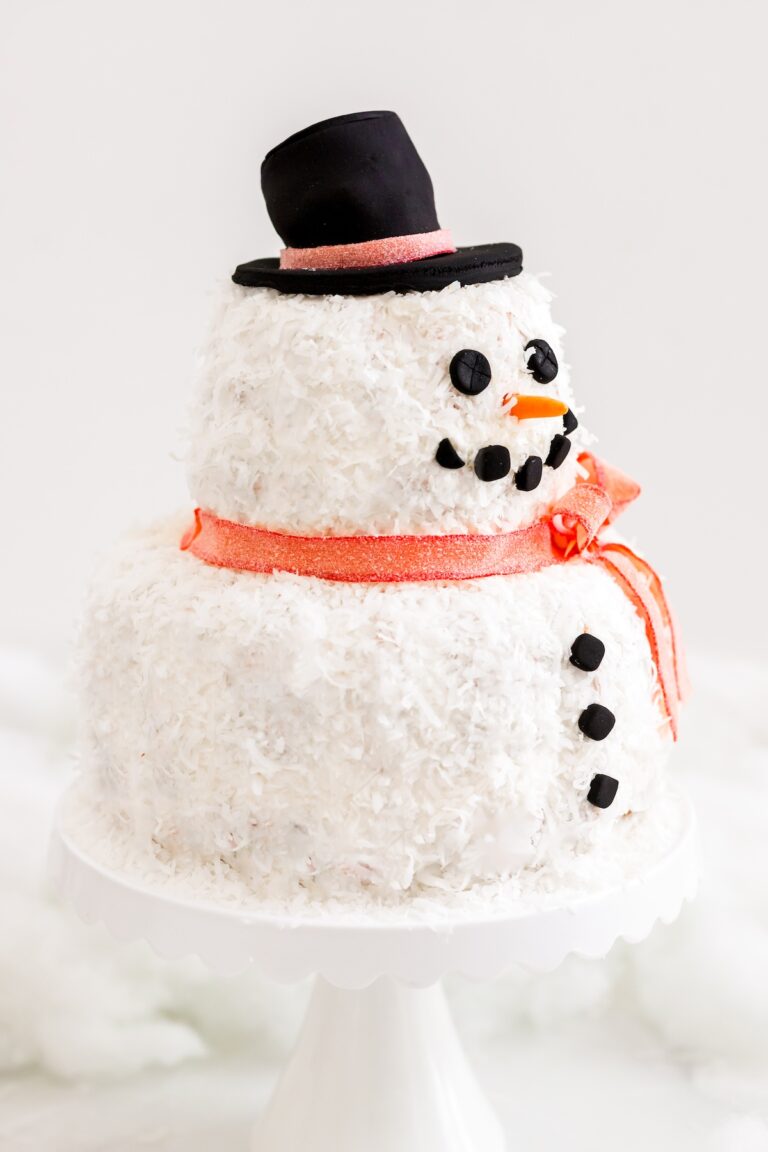 side view of snowman bundt cake